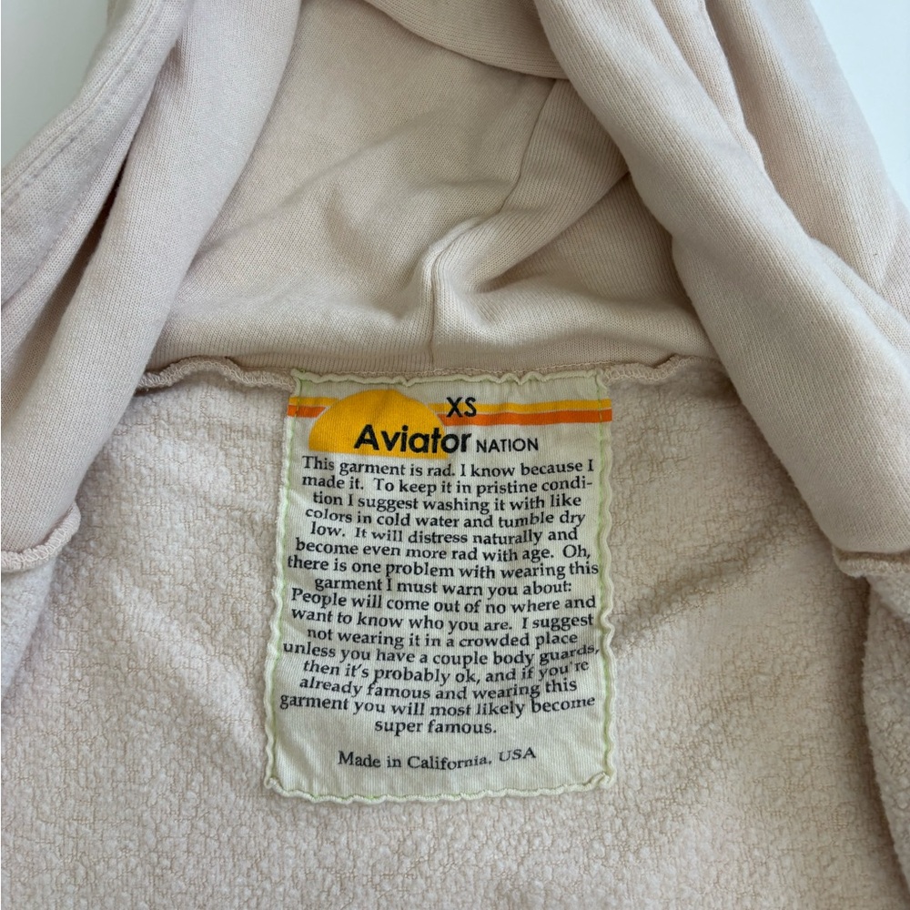 Aviator Nation Cream Color 5 Stripe Full Zip Hoodie Size XS *See description - Picture 3 of 9